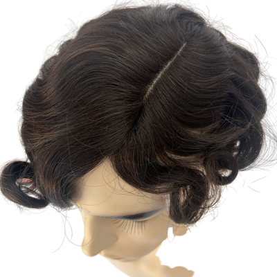 Dark Brown Hair System for Men Toupee Hand-tied Edging Base Hairpiece for Men