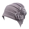 Vintage Style Chemo Beanie for Women w- Flower Accent, Turban, Alopecia Hair Loss
