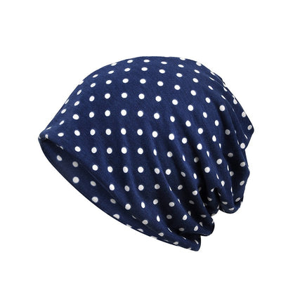 Polka Dot Print Lightweight Beanie Hat for Women, Chemo Cap Stretch Slouchy Sports Baggy Turban