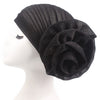 Sparkly Chemo Turban w-Oversized Flower Deco, Vintage Pleated Turban, Retro Turbans for Women, Alopecia Cap, Hair Loss