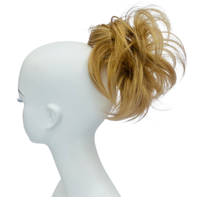 Blonde Fun Messy Bun w/Short Straight Hair w/Bendable Wires Claw clip Updo Hairpiece Ponytail