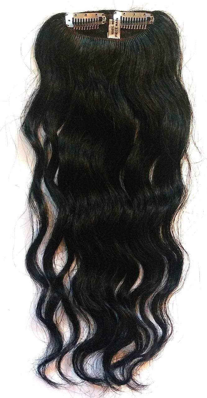16" Long 100% Human Hairpiece Undetectable Wavy Clip-In Filler Seamless Topper Volumizer Clip in Bangs