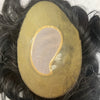 Left Parting Men's Natural Looking Toupee 6x9 Color 280-Black w/5% Gray Synthetic Mesh Base w/Hand-tied Hair Unit