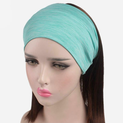 Wide Stretchy Cotton Headband w- Twisted Knot, Yoga Headband, Turban Liners, Turban Grip