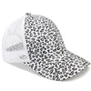 Small Leopard Print Ponytail Baseball Cap for Women and her Messy Bun, Snapback