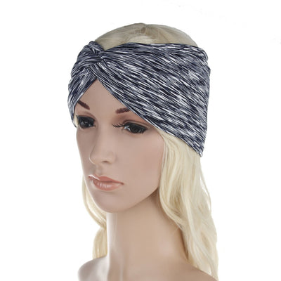 Wide Stretchy Cotton Headband w- Twisted Knot, Yoga Headband, Turban Liners, Turban Grip